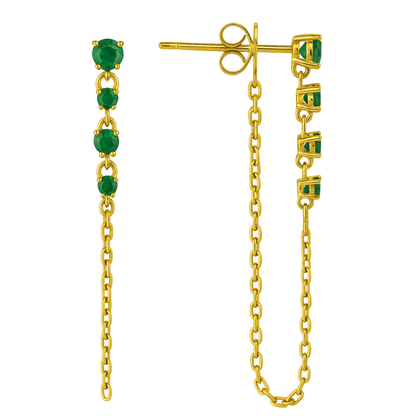QUEEN - YELLOW GOLD EMERALD EARRING