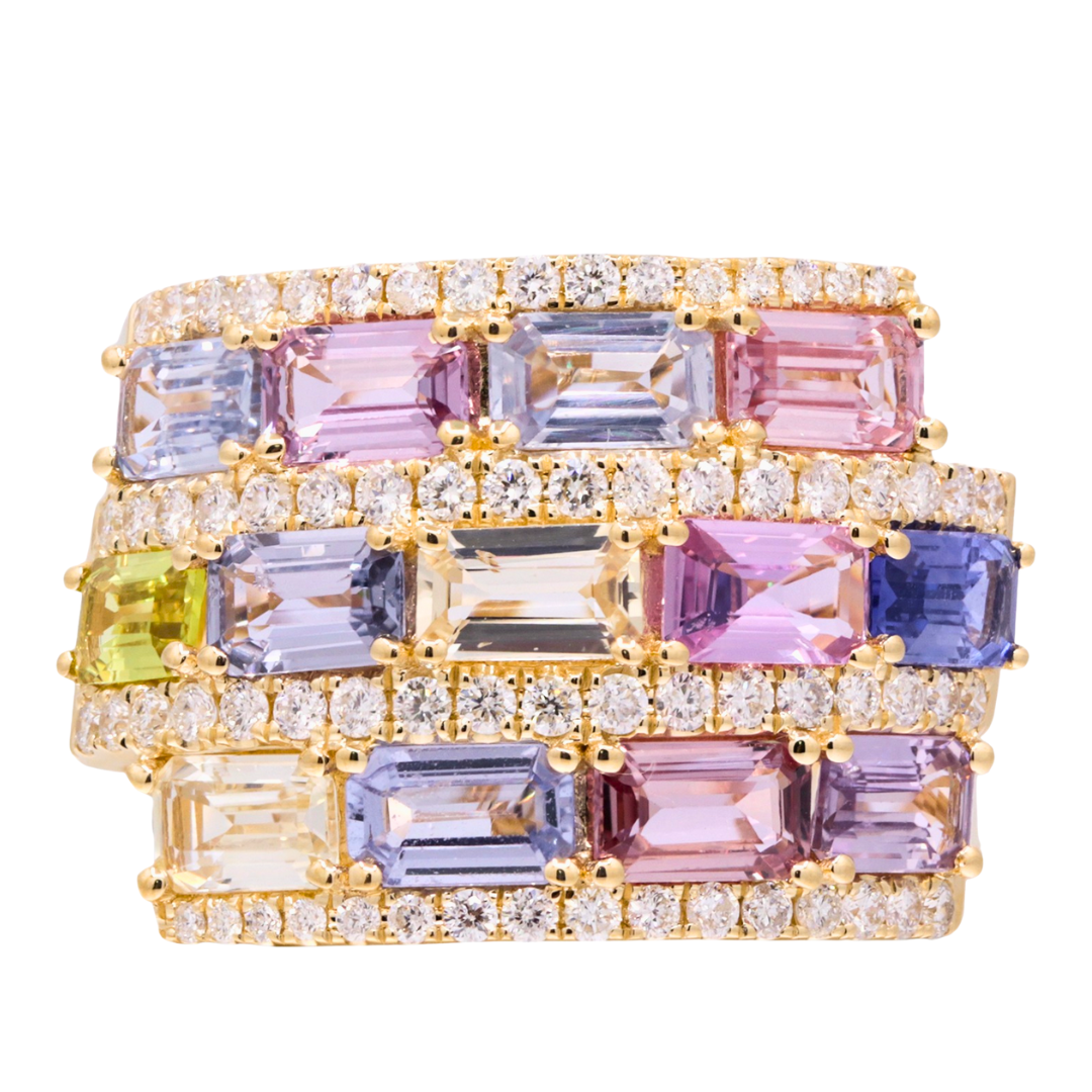 ORLISSE - YELLOW GOLD MULTI SAPPHIRE RING