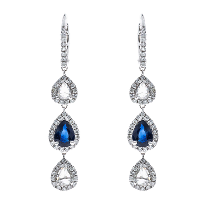 BLEUETTE - WHITE GOLD BLUE SAPPHIRE EARRING