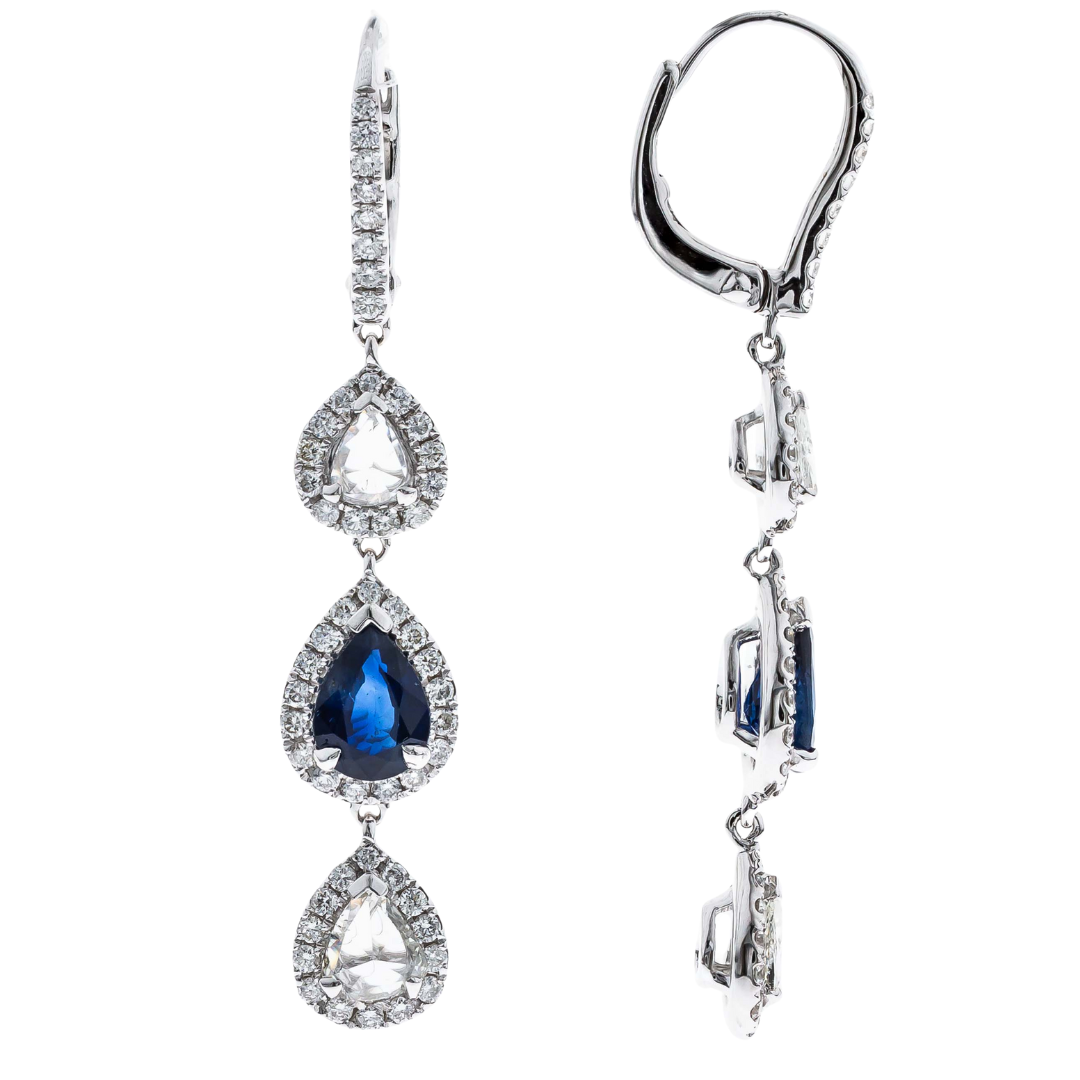 BLEUETTE - WHITE GOLD BLUE SAPPHIRE EARRING