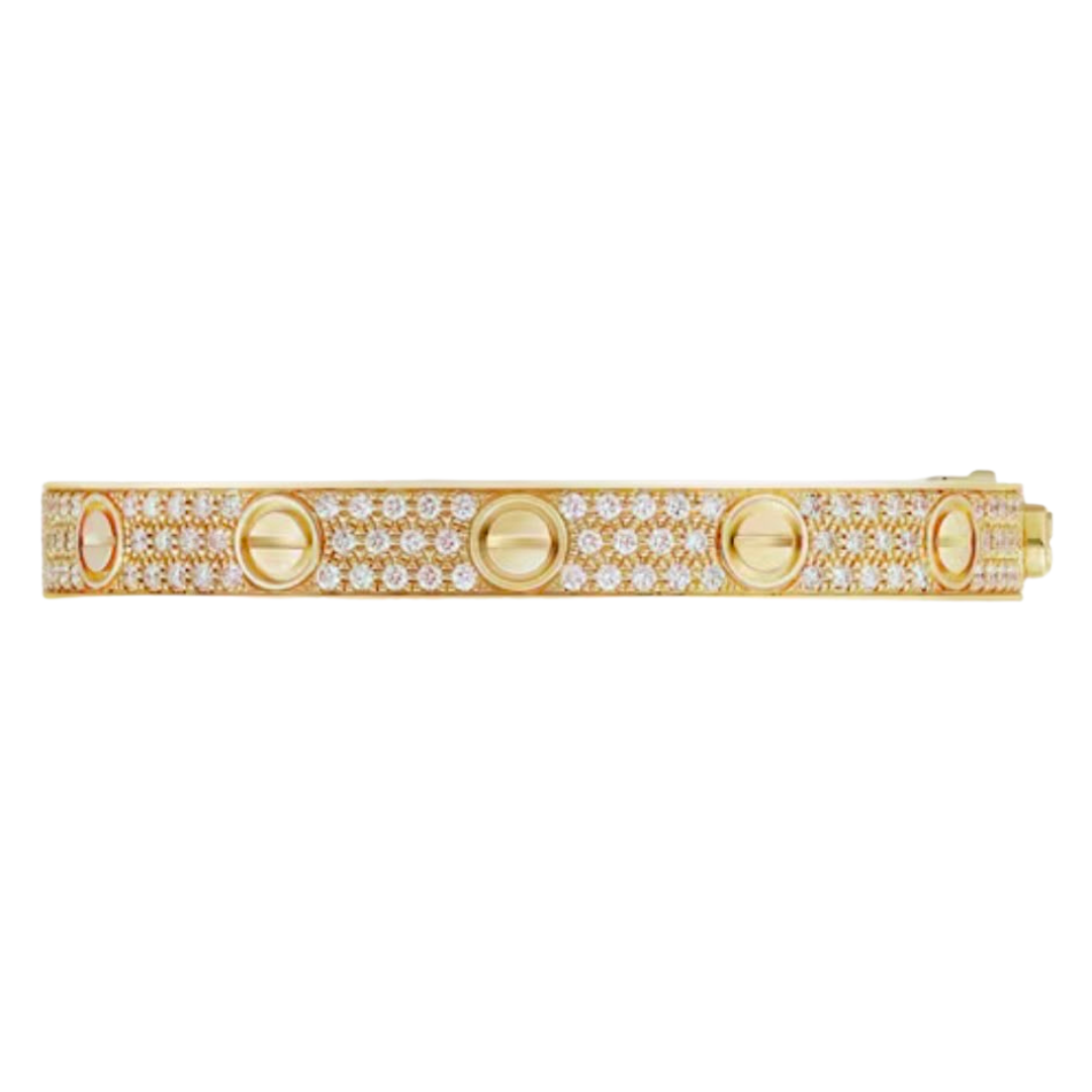 18K YELLOW GOLD DIAMOND PAVE LOVE BRACELET