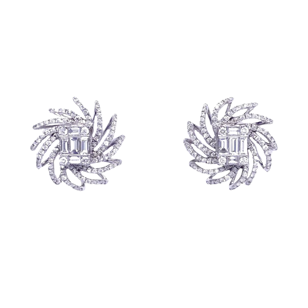 DIAMONDS ILLUSION SPIRAL STUDS EARRING
