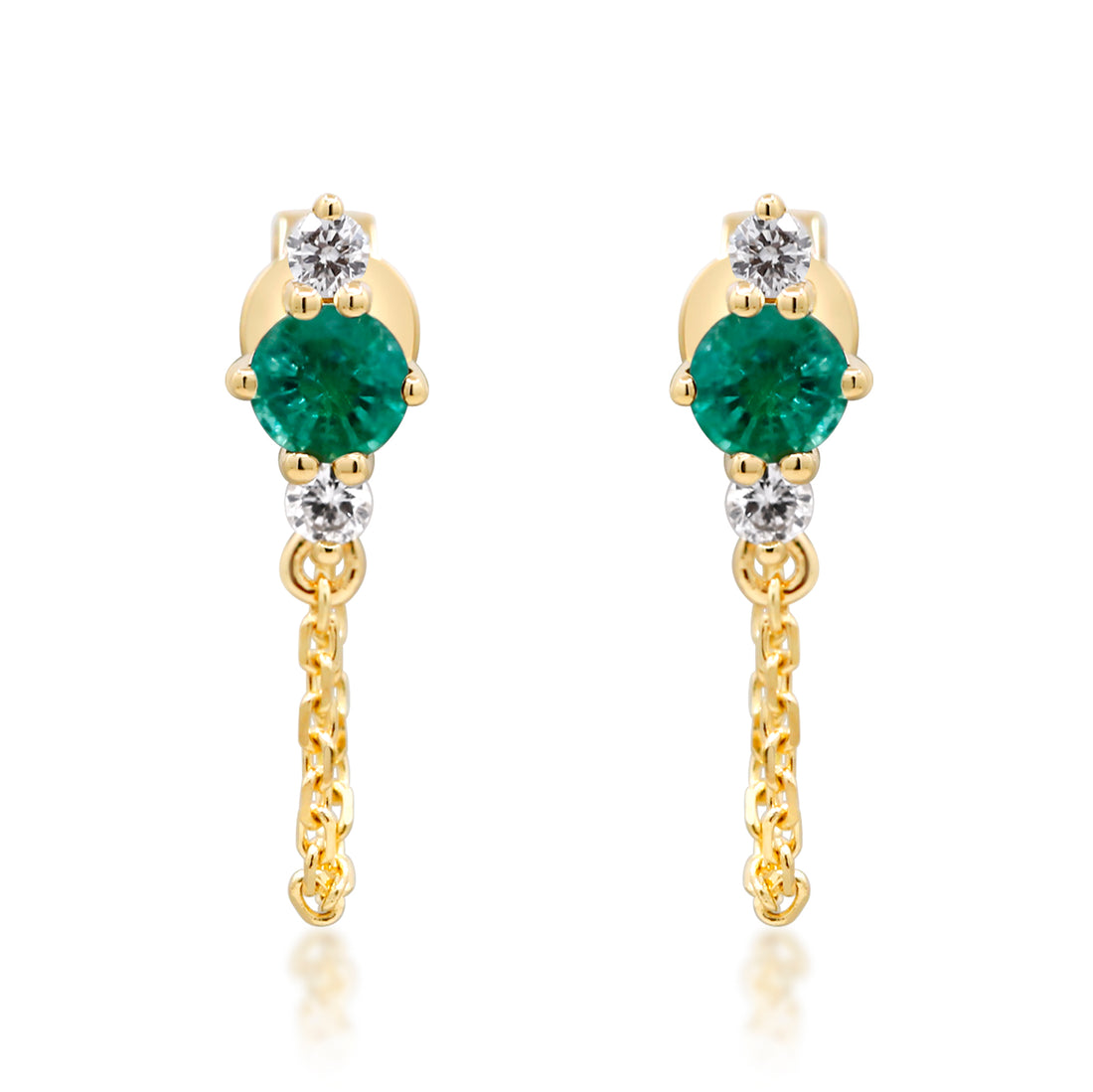 14K YELLOW GOLD EMERALD EARRING