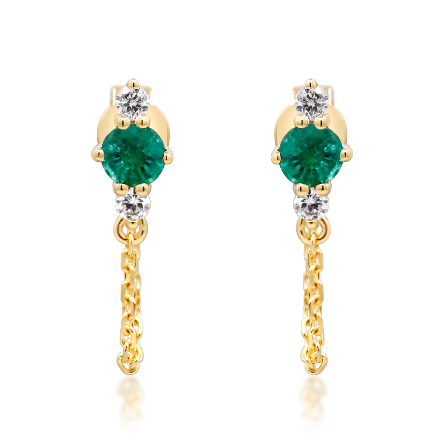 14K YELLOW GOLD EMERALD EARRING
