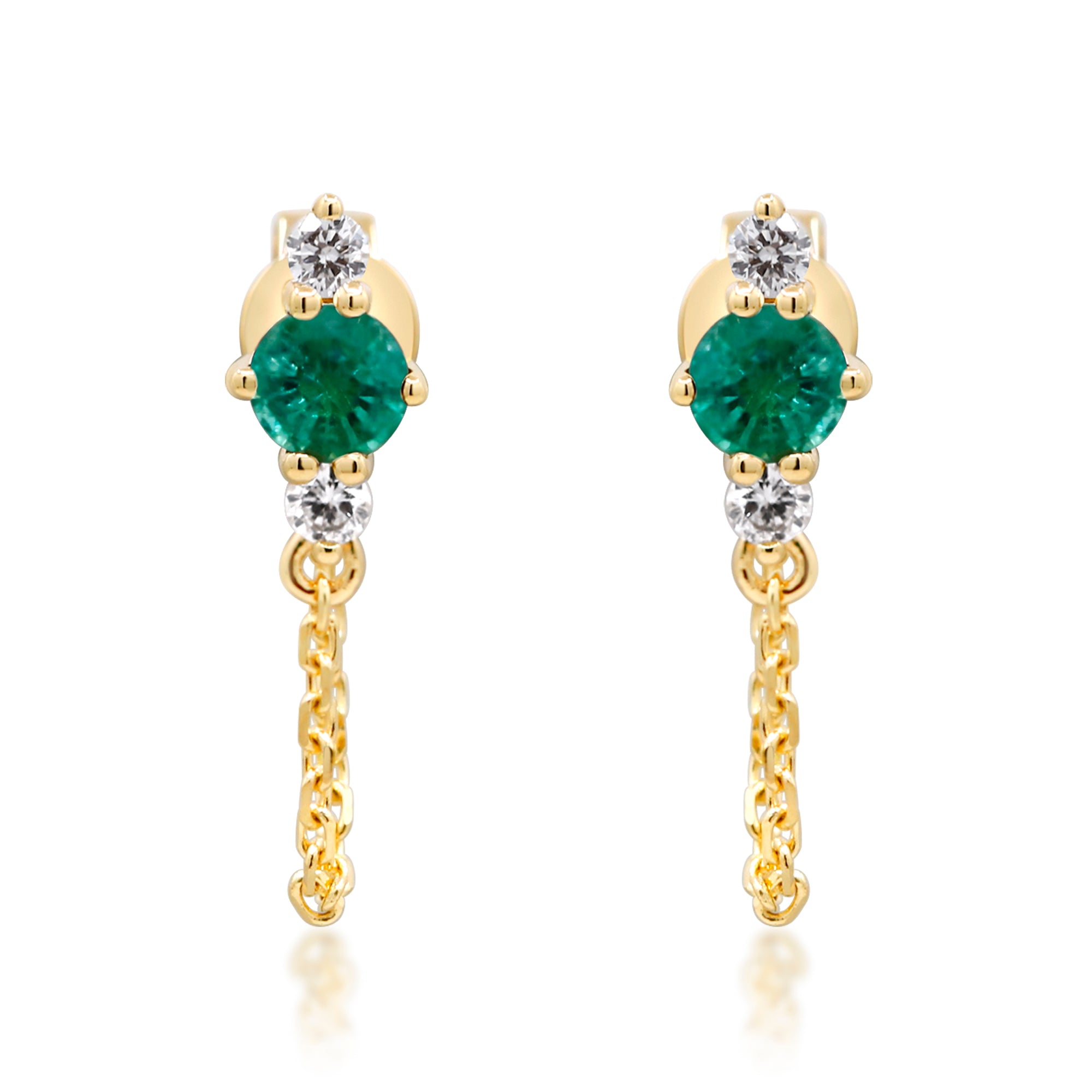 14K YELLOW GOLD EMERALD EARRING
