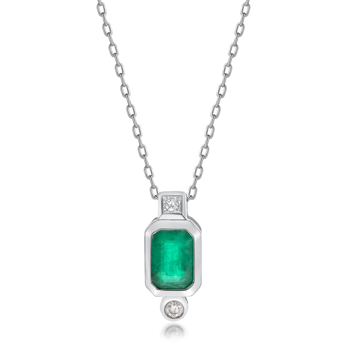 18K WHITE EMERALD PENDANT