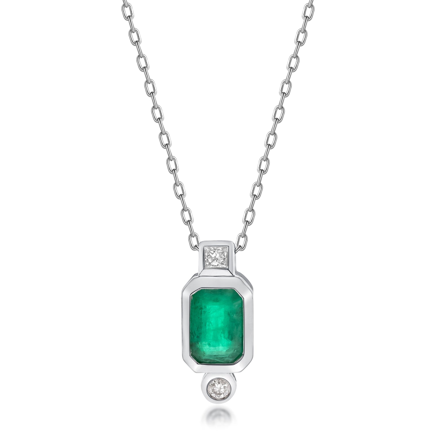 18K WHITE EMERALD PENDANT