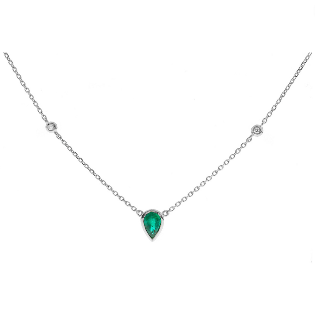 14K WHITE  EMERALD NECKLACE