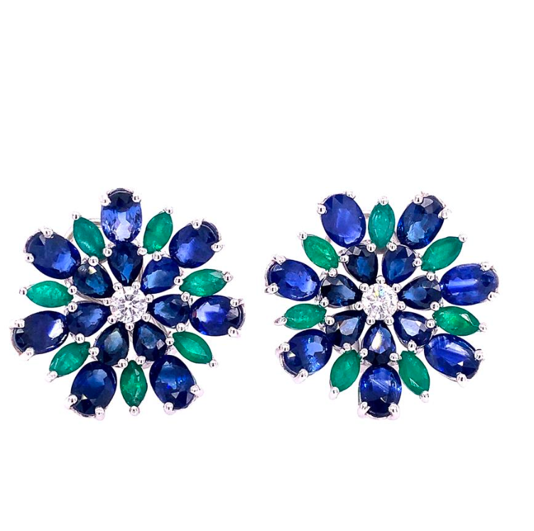 MARINA DIAMONDS, SAPPHIRES AND EMERALDS EARRING