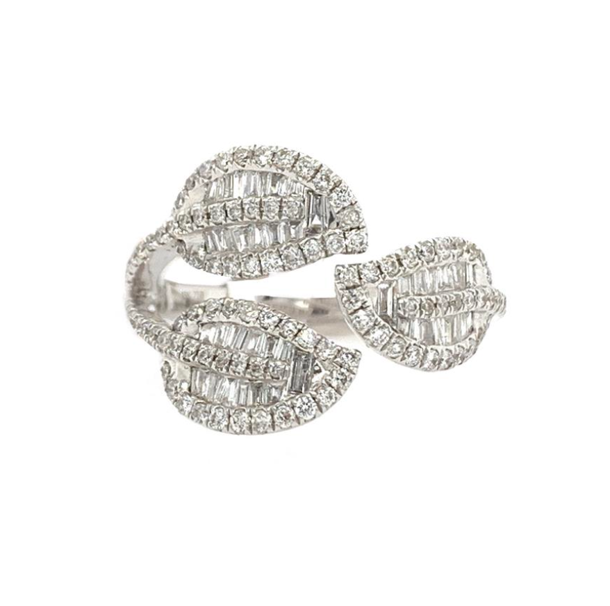 &quot;Jagged Edge&quot; Diamond 3 Leaf Ring